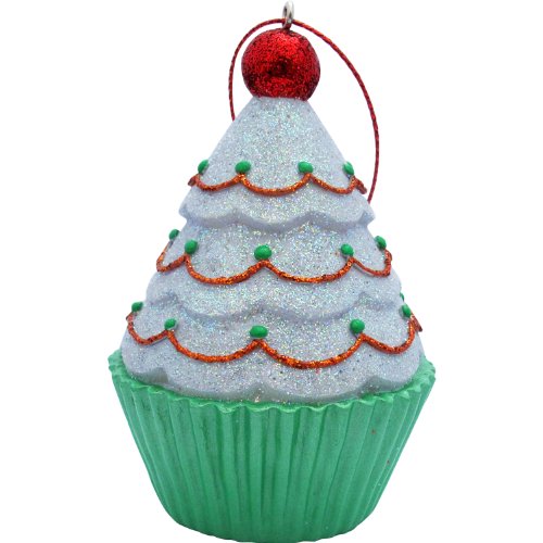 Jillson Roberts Christmas Cupcake Ornament, White Tree Glitter