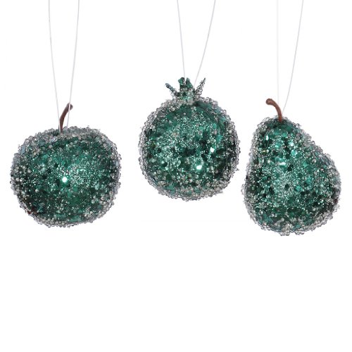 Vickerman 32061 – 3.2″ Emerald Glitter Beaded Fruit Christmas Tree Ornament (3 pack) (J134924)