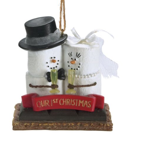 3.25″ S’mores “Our 1st Christmas” Newlywed Bride and Groom Holiday Ornament