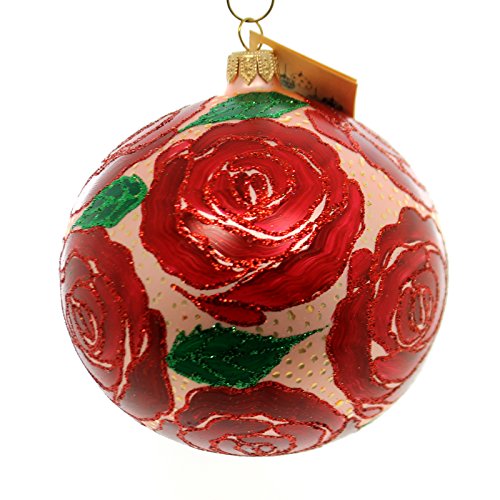 Christina’s World RED RED ROSES BOUQUET Glass Ornament Flower Love Ros720
