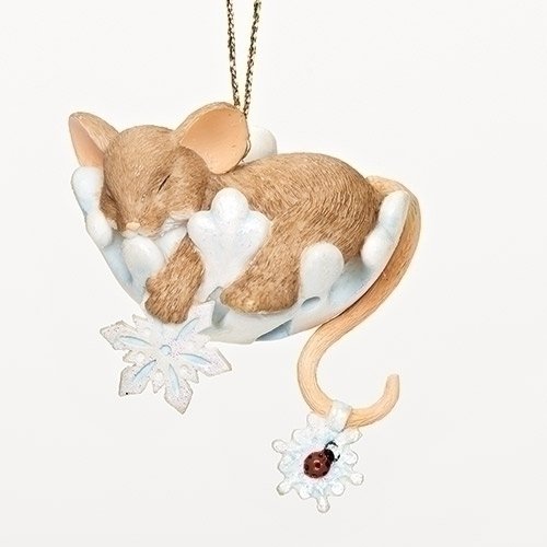 Charming Tails MOUSE ON SNOWFLAKE Ornament