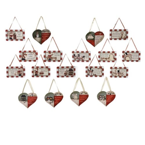 Kurt Adler Wooden Heart & Square Plaques Ornament