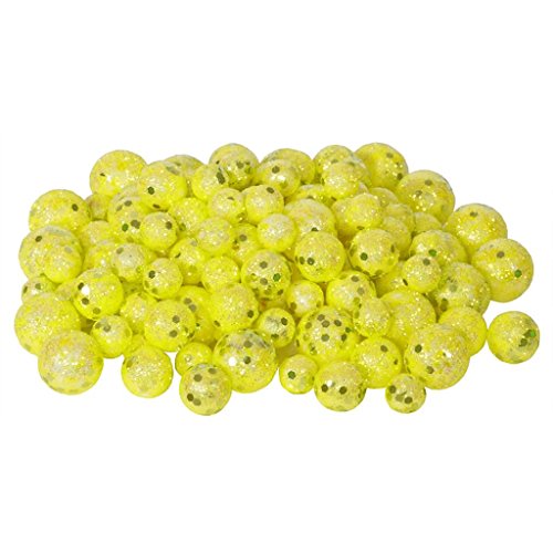 Vickerman 32958 – 20-25-30MM Yellow Glitter Ball Christmas Ornament (68-72 pack) (L132219)