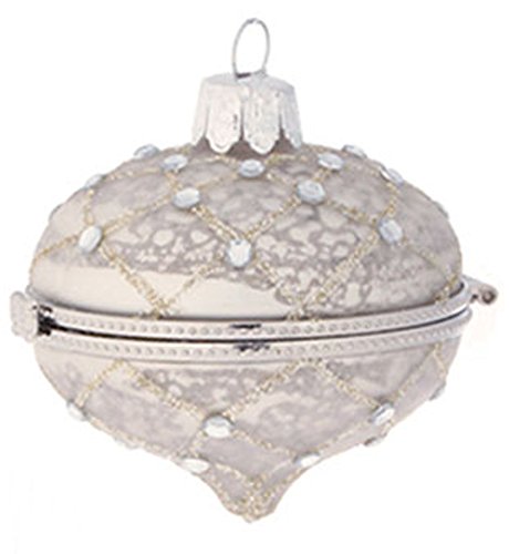 2.75″ Pastel Dreams Elegant Antique Silver Glass Kismet Keepsake Box Christmas Onion Ornament
