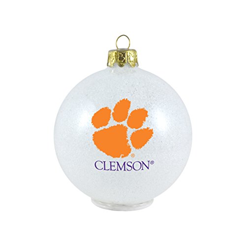 NCAA Clemson Tigers LED Color Changing Ball Ornament, 2.625″, White