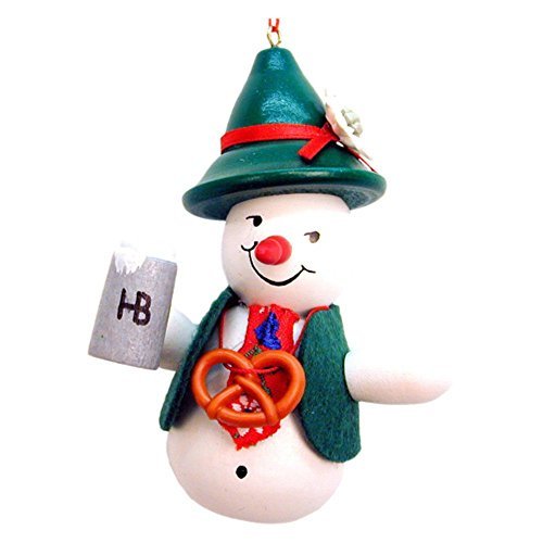 10-0122 – Christian Ulbricht Ornament – Snowman Beerdrinker – 4H x 3W x 2.25D by Alexander Taron Importer