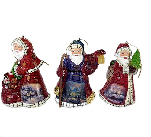 Retired Ashton Drake Set of 3 Thomas Kinkade Santa Ornaments