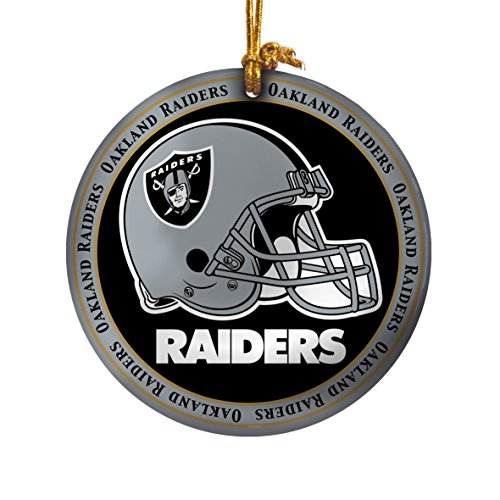 NFL Oakland Raiders Ceramic Plate Ornament, Black, 2.25″
