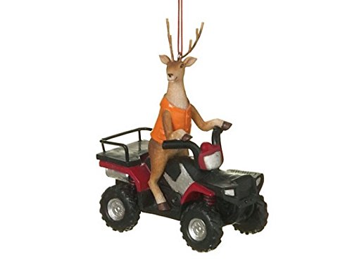 Deer Hunter in Blaze Orange on ATV, Christmas Ornament