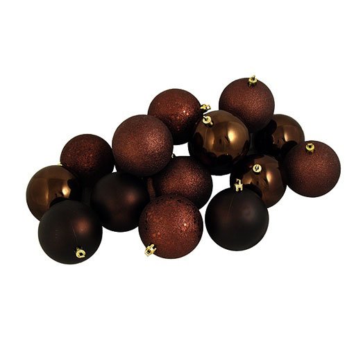 Vickerman 22879729 60 Count Chocolate Brown Shatterproof 4-Finish Christmas Ball Ornaments, 2.5″
