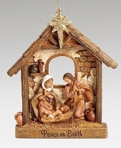 Fontanini Peace on Earth Holy Family Stable Italian Christmas Ornament