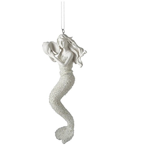 5″ Adorable Eggshell Mermaid Holding Sea Shell Decorative Christmas Ornament