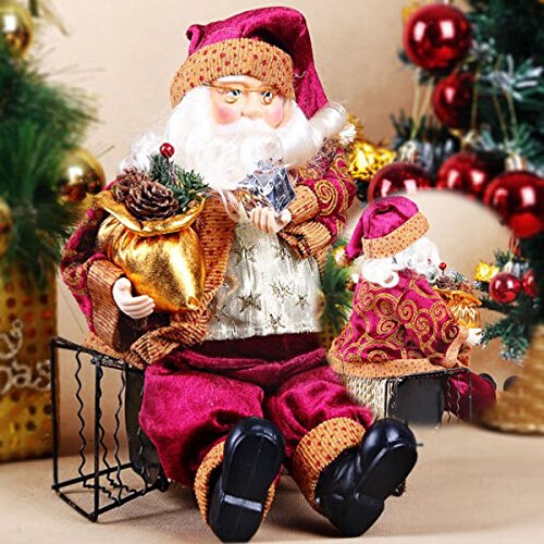 Christmas Sitting Santa Claus Doll Home Xmas Ornament Decoration Gift