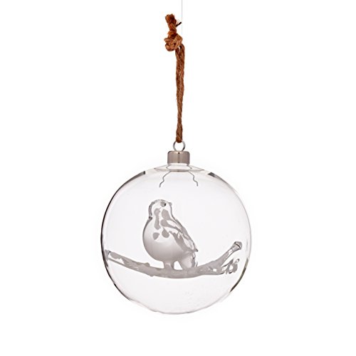 Glass Bird with Snow Ornament (4-Pack)