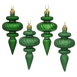 Vickerman 19468 – 4″ Green Finial Shiny Matte Glitter Sequin Christmas Tree Ornament (8 pack) (N500004)