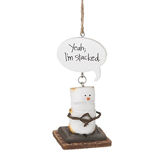 4″ S’mores “Yeah; I’m Stacked.” Humorous Marshmallow Chocolate Sandwich Christmas Ornament