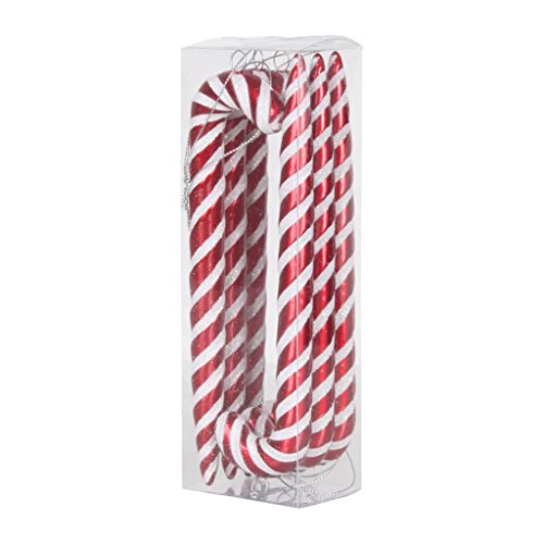 Vickerman 377246 – 7.5″ Red / White Iridescent Glitter Candy Cane Christmas Tree Ornament (6 pack) (M152703)