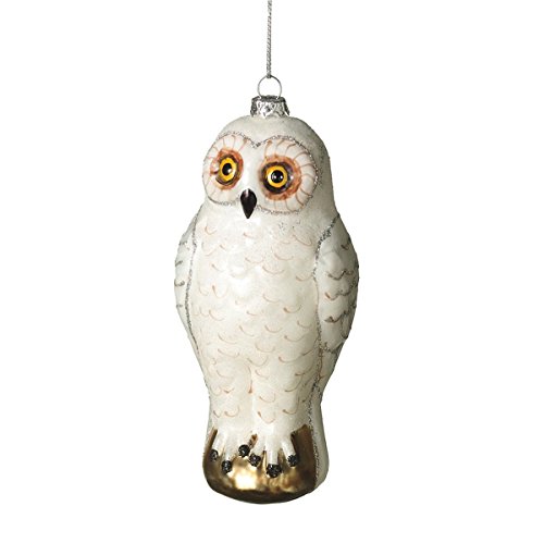 White Owl with Bright Eyes Christmas Ornament