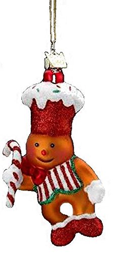 Kurt Adler Noble Gems Gingerbread Boy Ornament Holding Candy Cane