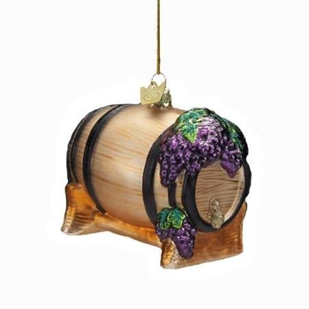 Kurt Adler Noble Gems Glass Wine Barrel Christmas Ornament WLM