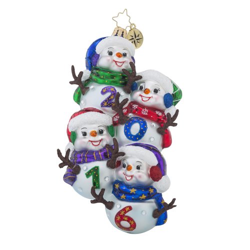 Christopher Radko Dated 2016 Sheaf Dated 2016 Snowman Christmas Ornament