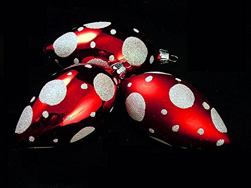Vickerman 3 Count Peppermint Twist Shatterproof Red Polka Dot Finial Christmas Ornaments