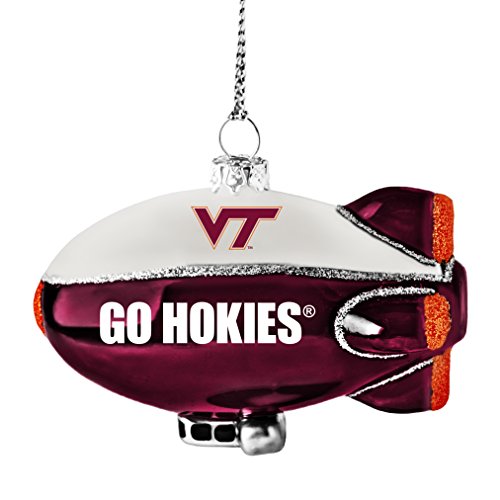 NCAA Virginia Tech Hokies Glitter Blimp Ornament, Silver, 3″ x 2.25″