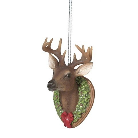 Buck Head Deer Wall Mount Trophy Resin Stone Christmas Ornament