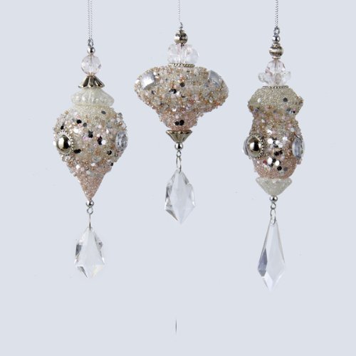 Kurt Adler 5-7″ Plastic Blush Finial Ornament Set OF 3