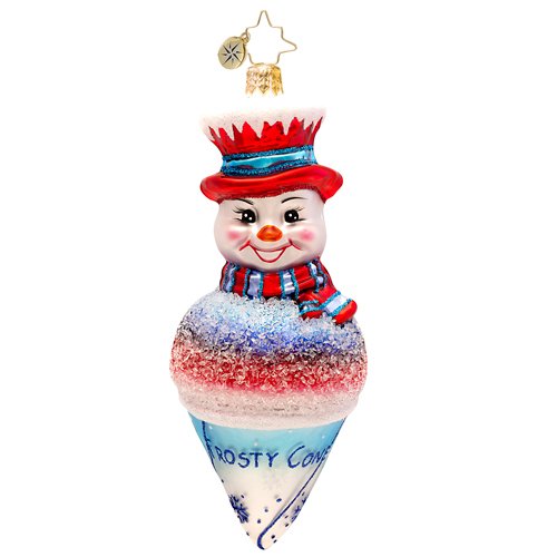 Christopher Radko Frosty Snowcone Glass Christmas Ornament 2014