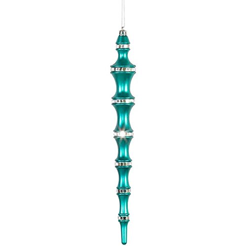 Northlight Seasonal 4 Count Turquoise Mirrored Shatterproof Icicle Finial Christmas Ornaments, 12″