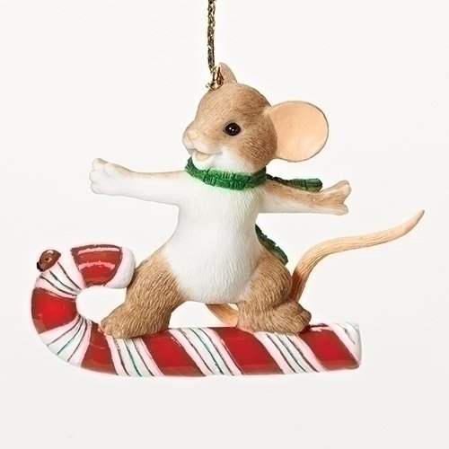 Charming Tails Winter Cane Be Sweet Fun Mouse on Candy Cane Ornament 30386 New