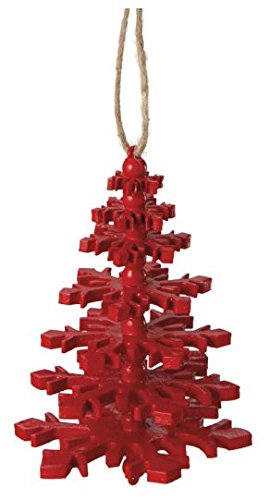 Christmas Tree from Snowflakes Red Painted Ornament