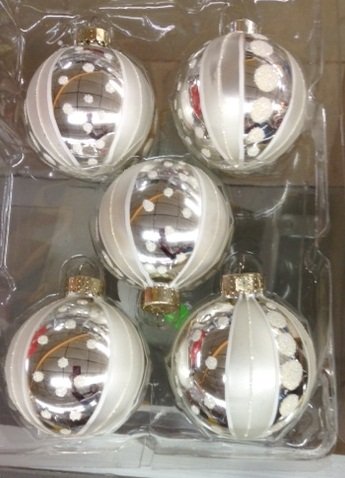 Martha Stewart Collection Christmas Ornaments, Box of 5 White