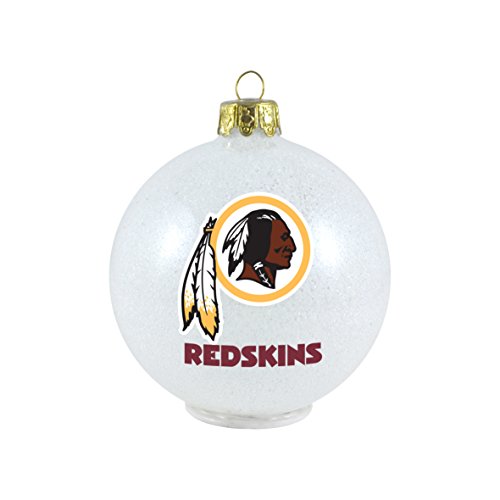 NFL Washington Redskins LED Color Changing Ball Ornament, 2.625″, White