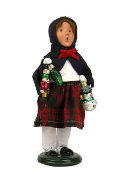 9.5″ Caroler Girl with Glass Ornaments Christmas Table Top Decoration