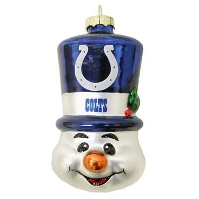 Indianapolis Colts Blown Glass Snowman Top Hat Christmas Tree Ornament