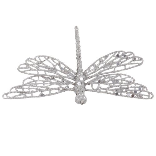 Vickerman 29356 – 6″ Silver Glittered Dragonfly Christmas Tree Ornament with Clip (P123907)