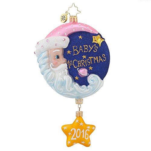 Christopher Radko Sleepytime Santa Pink 2016 Dated Baby’s First Christmas Ornament