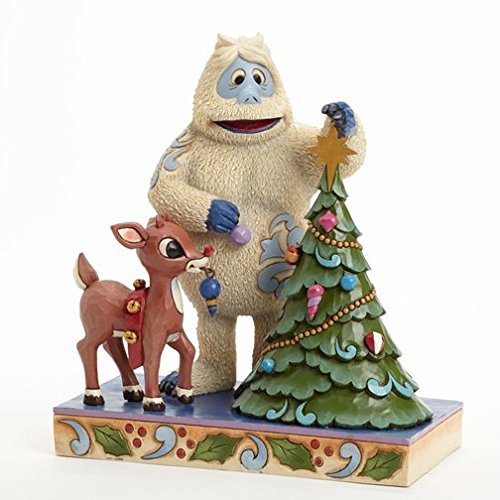 Jim Shore for Enesco Rudolph Traditions by Bumble and Rudolph with Tree Figurine, 7-Inch