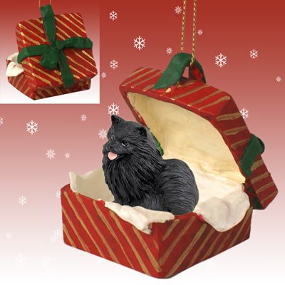 Conversation Concepts Pomeranian Black Gift Box Red Ornament