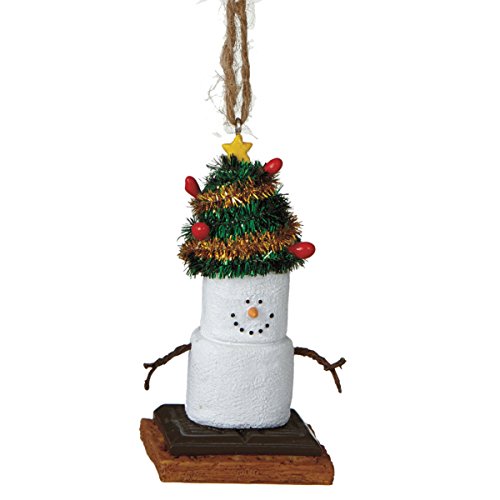 3.75″ S’mores Marshmallow Man with a Christmas Tree Hat Decorative Holiday Ornament