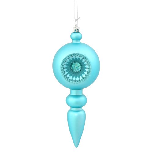 Turquoise Blue Retro Reflector Shatterproof Christmas Finial Ornament 8″
