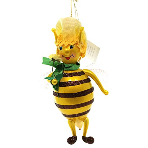 De Carlini STANDING BEE WITH FLOWERS Blown Glass Ornament A5277