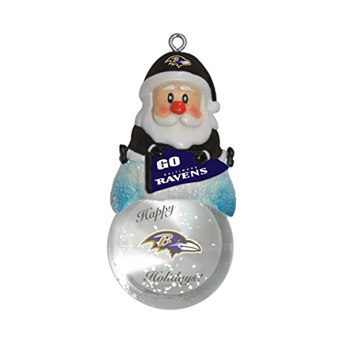 NFL Baltimore Ravens Snow Globe Ornament, Silver, 1.5″