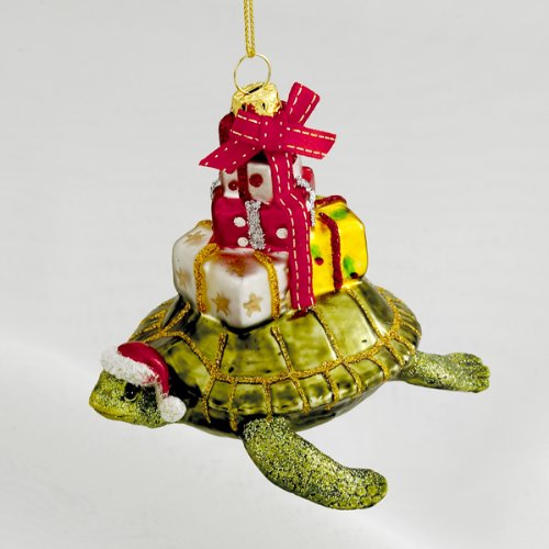 Kurt Adler 4″ Glass Turtle with Gift Ornament