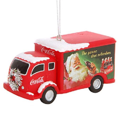 Kurt Adler Coca-Cola Truck With Silver Wreath Christmas Ornament