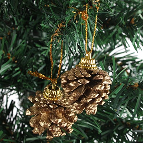 9pcs Christmas Tree Decration Gold Pine Cones Xmas Tree Home Decor