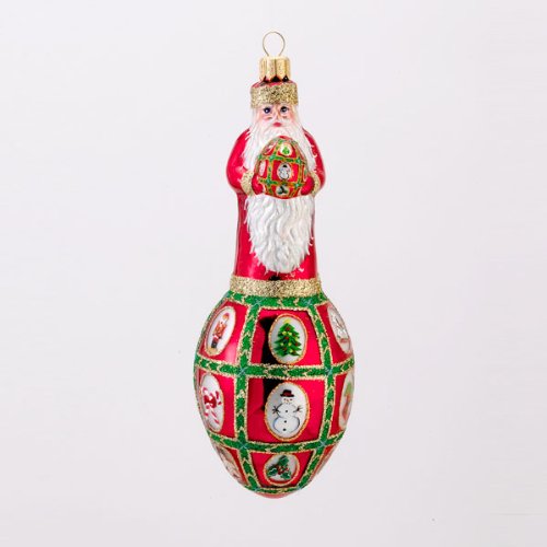 6″ David Strand Designs Glass Faberge Santa Noel Christmas Ornament