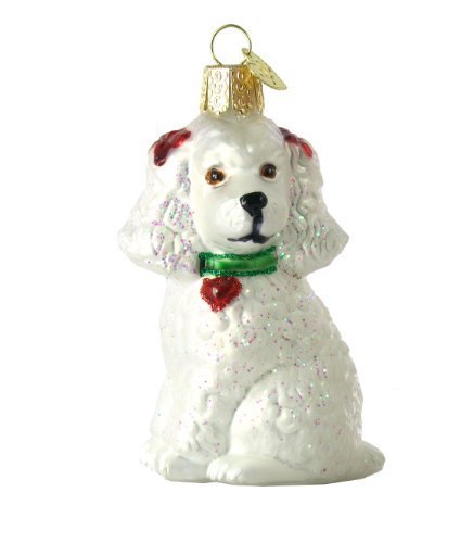 Old World Christmas Poodle Glass Ornament- White